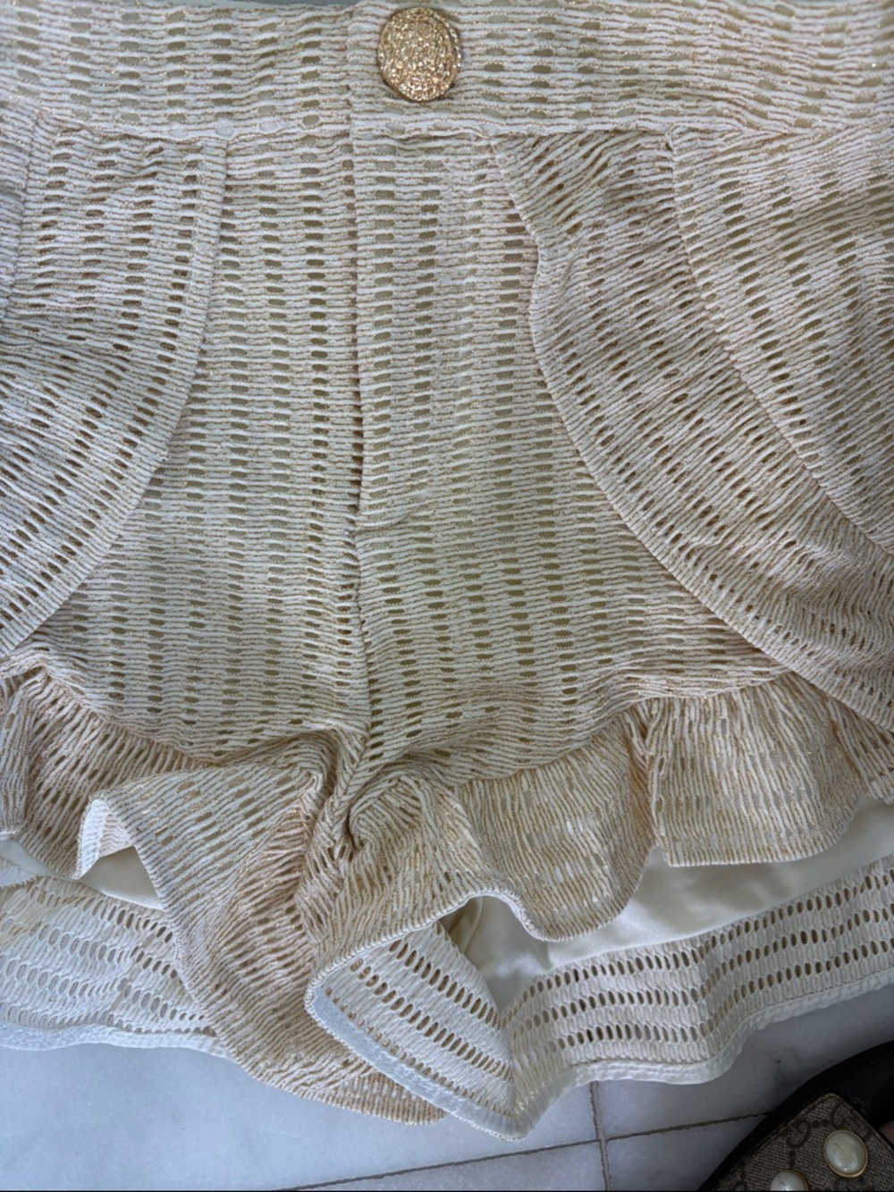 Patbo Two-Piece Cream Crochet Crop Top & Ruffle Shorts Set - Picture 5 of 5